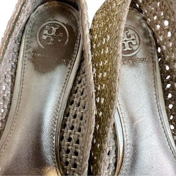 Tory Burch Pasadena Metallic Leather Woven Ballet Flats - Picture 9 of 11